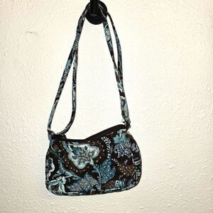 Vera Bradley Java Blue Amy Crossbody Purse Small Travel Turquoise Brown Floral